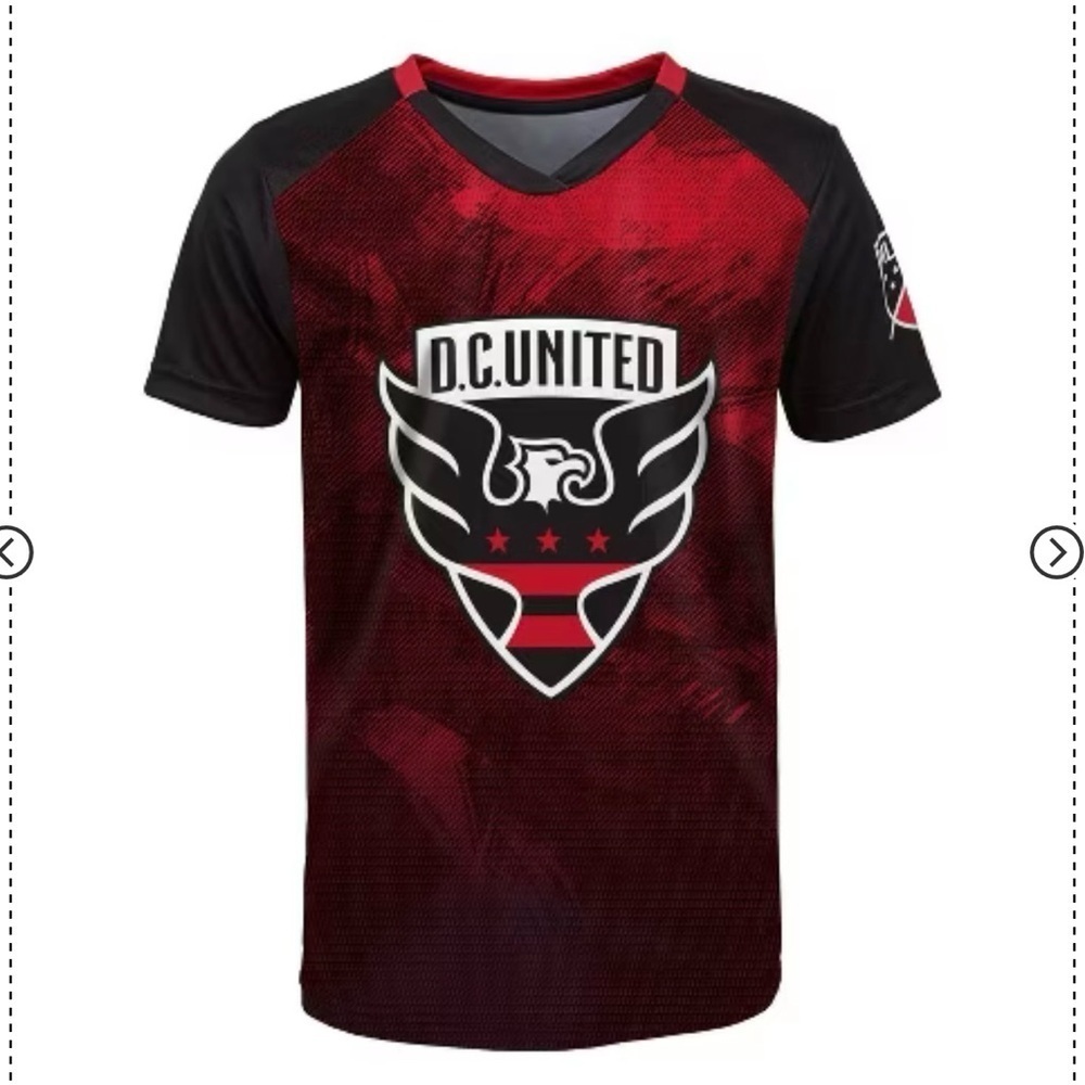 NWT Youth Size XS D.C. United Black and Red Jersey. Perfect for Youth Soccer.